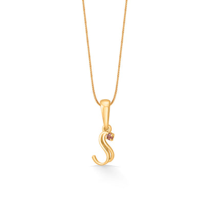 Stellar S Gold Alphabet Pendant for Women