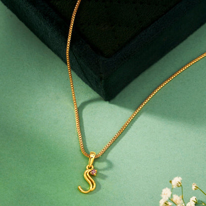 Stellar S Gold Alphabet Pendant for Women