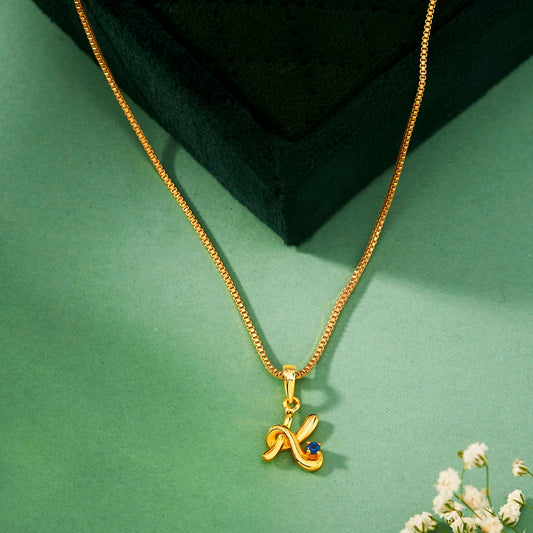 K Glow Gold Alphabet Pendant for Women