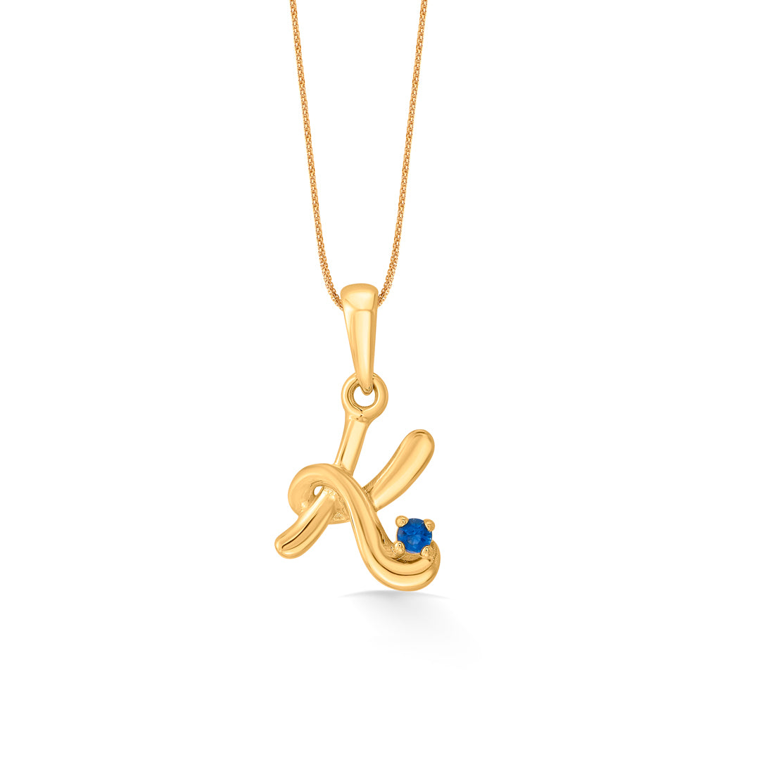 K Glow Gold Alphabet Pendant for Women