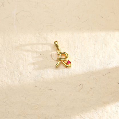 Radiant R Gold Alphabet Pendant for Women