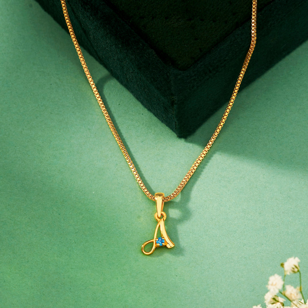 Aura A Gold Alphabet Pendant for Women