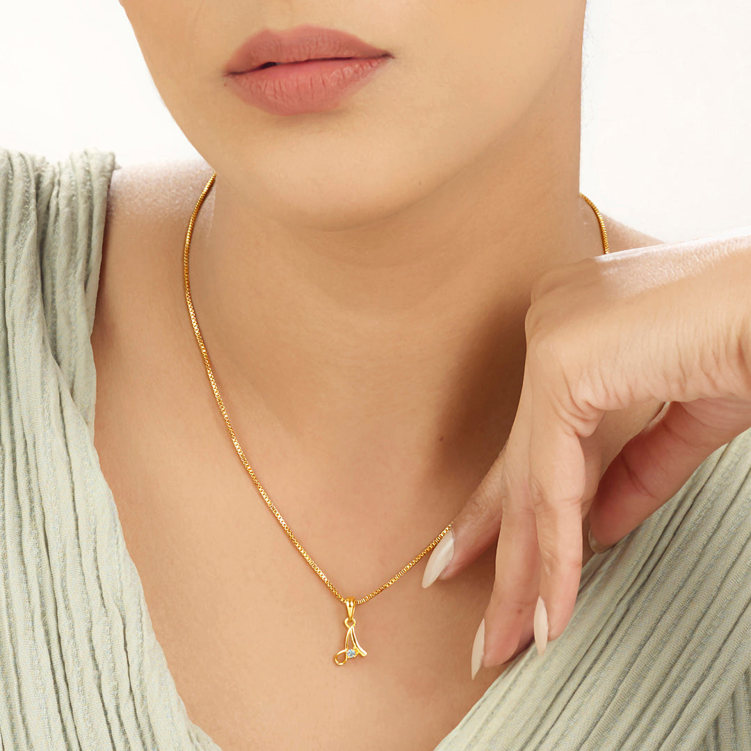 Aura A Gold Alphabet Pendant for Women