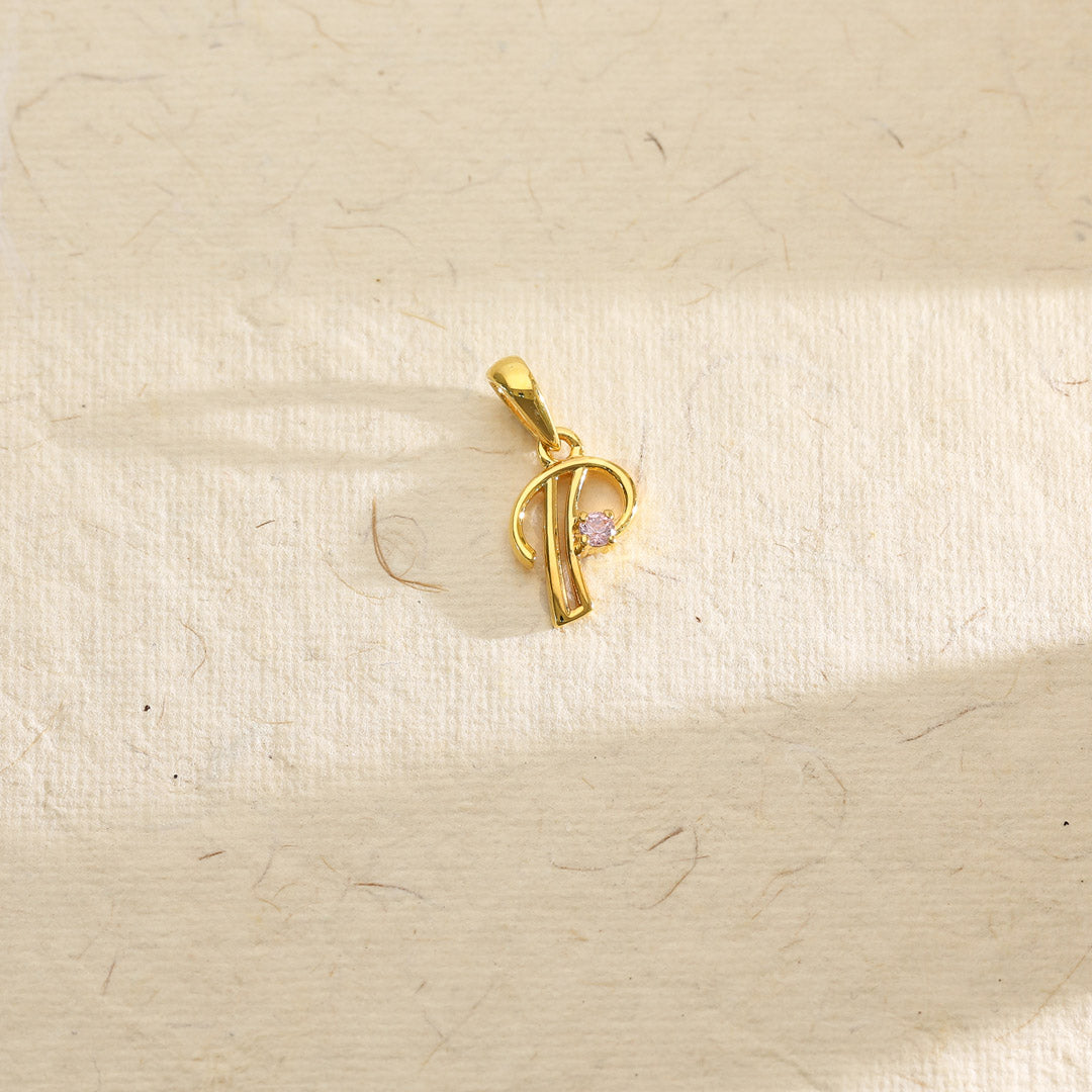 Prime P Gold Alphabet Pendant for Women