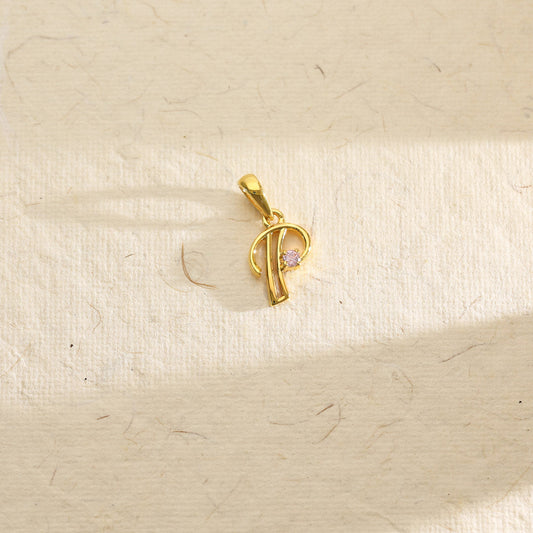 Prime P Gold Alphabet Pendant for Women