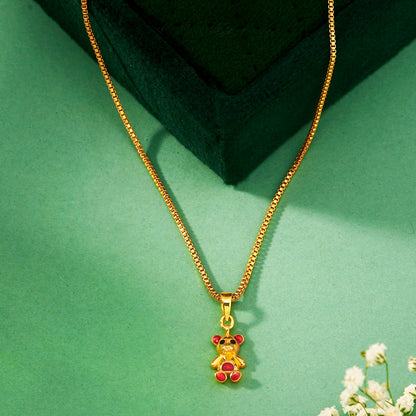 Teddy Love Gold Charm Pendant for Women