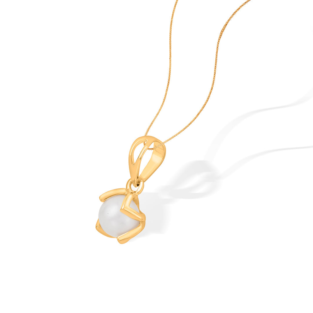 Sunlit Pearl Gold Pendant Set for Women
