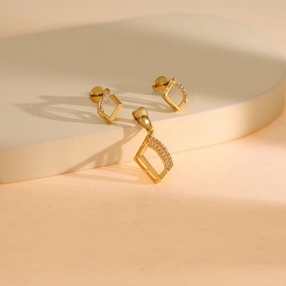 Diamond Glow Gold Pendant Set for Women