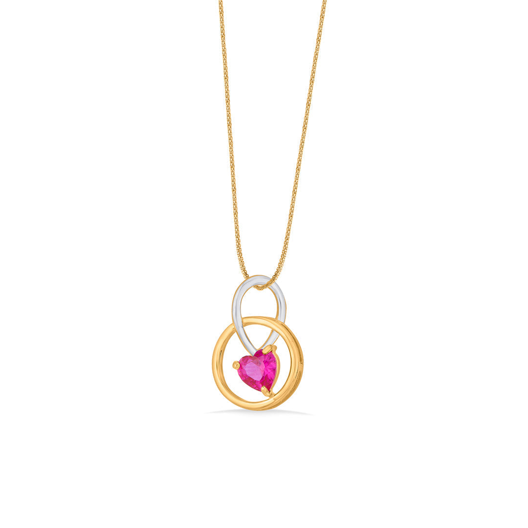 Ruby Glow Gold Pendant Set for Women