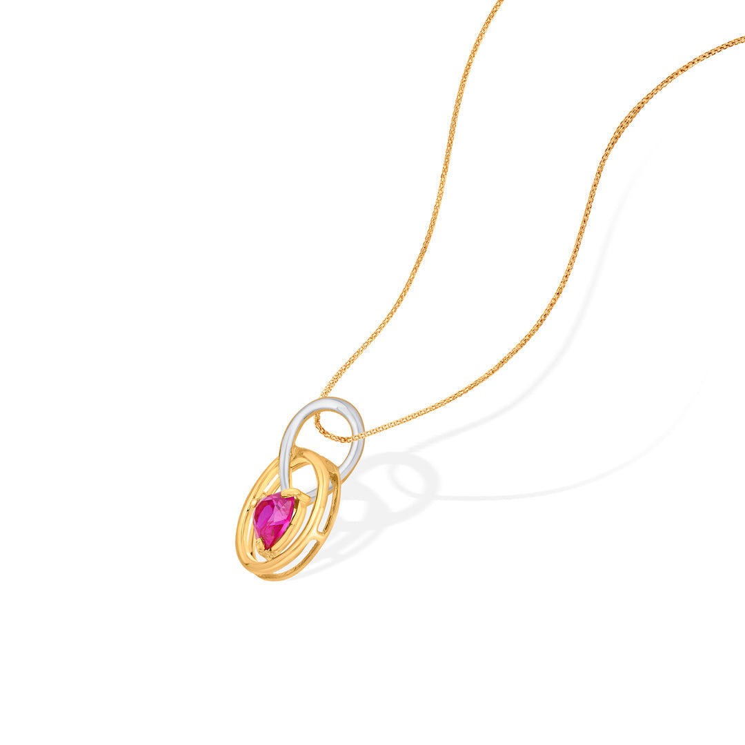 Ruby Glow Gold Pendant Set for Women