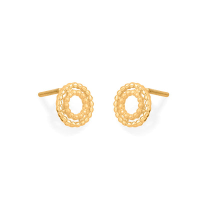 Double Halo Gold Pendant Set for Women