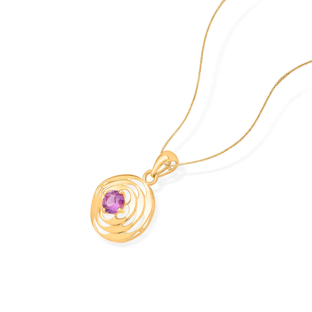 Amethyst Sun Gold Pendant Set for Women
