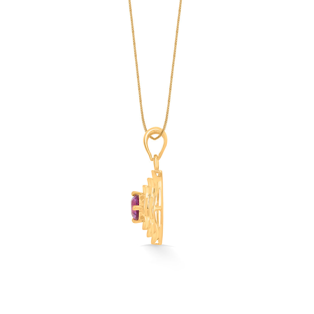 Amethyst Sun Gold Pendant Set for Women