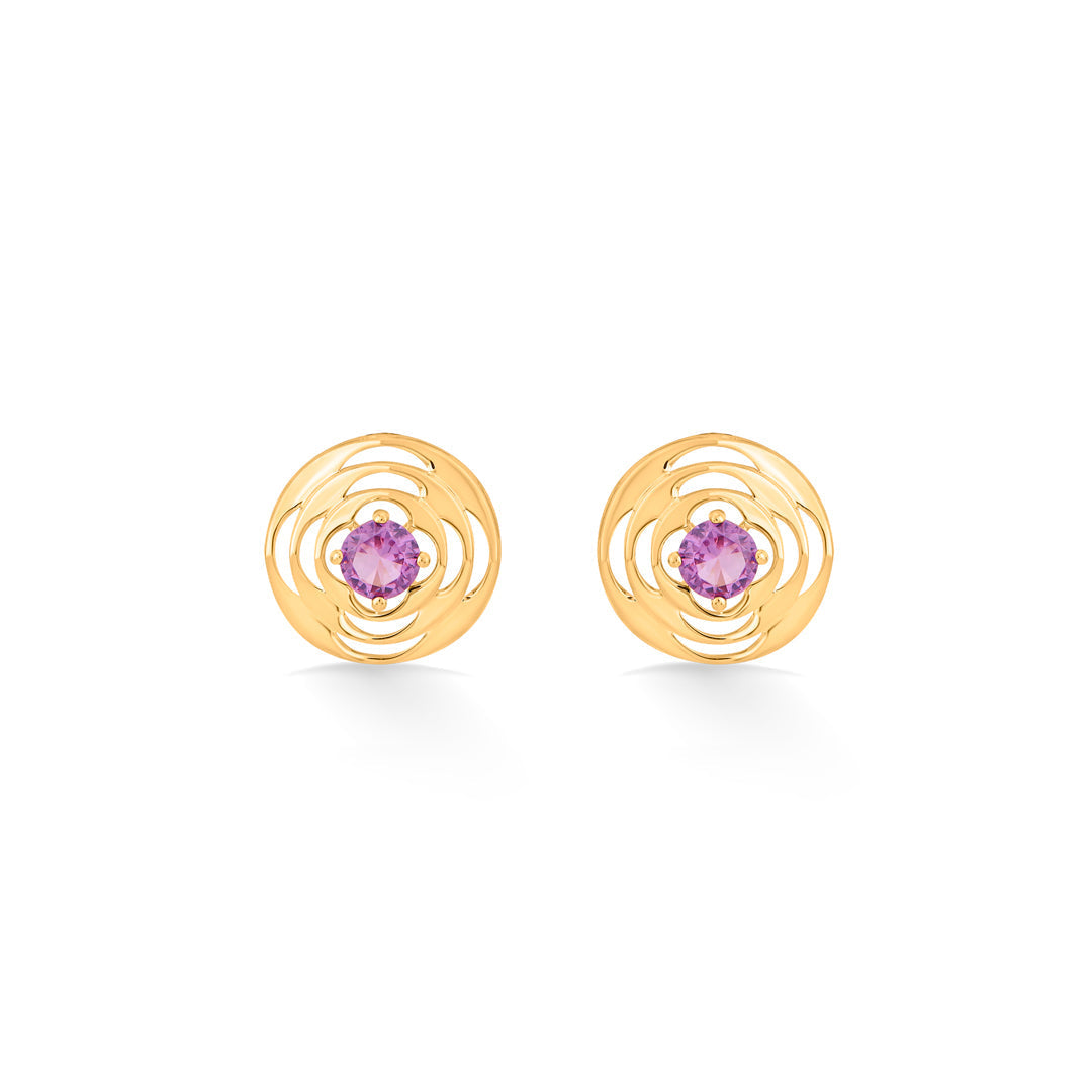 Amethyst Sun Gold Pendant Set for Women
