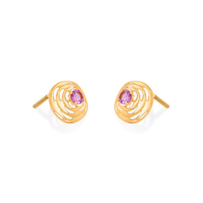 Amethyst Sun Gold Pendant Set for Women
