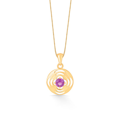 Amethyst Sun Gold Pendant Set for Women