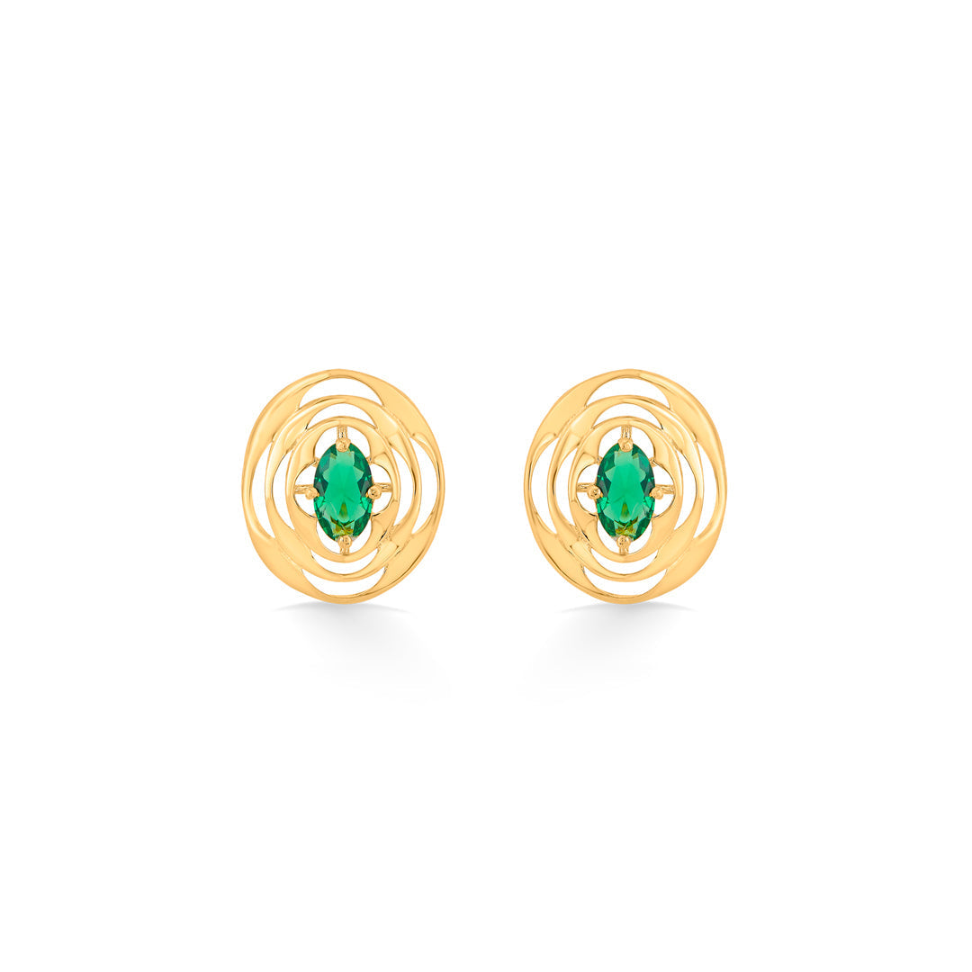 Emerald Halo Gold Pendant Set for Women