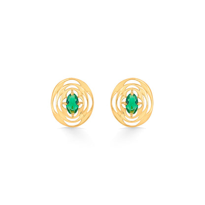 Emerald Halo Gold Pendant Set for Women
