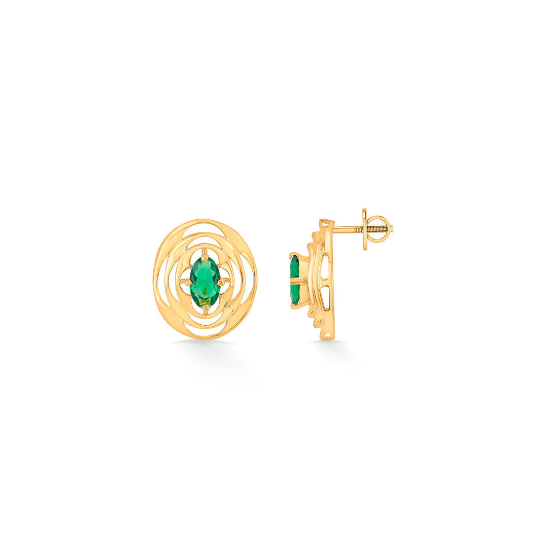 Emerald Halo Gold Pendant Set for Women