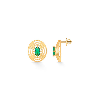 Emerald Halo Gold Pendant Set for Women