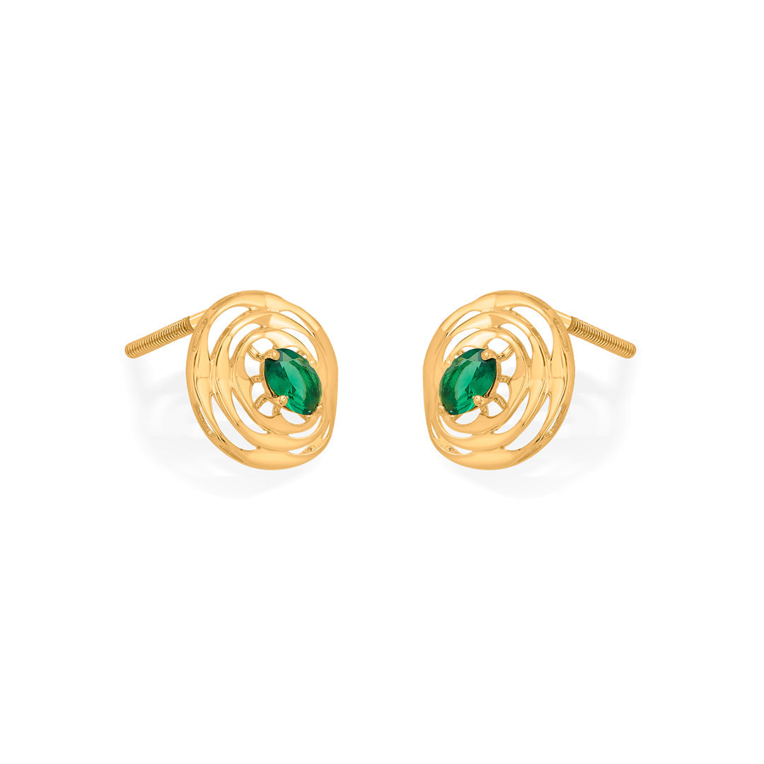 Emerald Halo Gold Pendant Set for Women