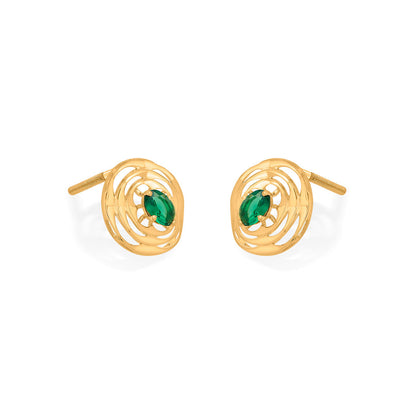 Emerald Halo Gold Pendant Set for Women