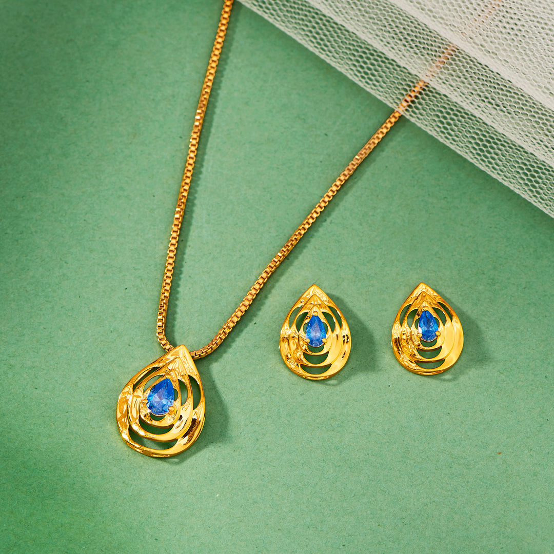 Sapphire Shine Gold Pendant Set for Women