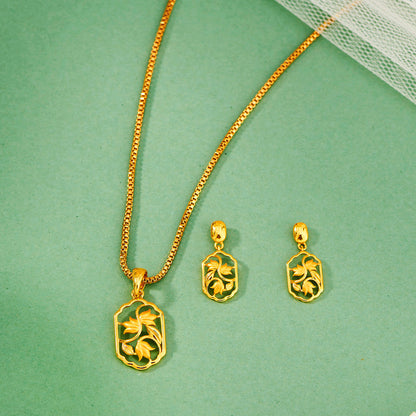 Leaf Canopy Gold Pendant Set for Women