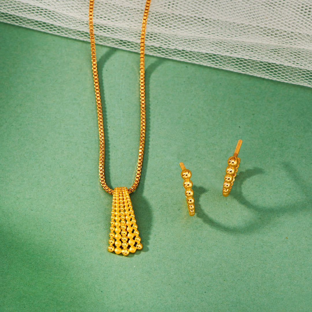 Solar Tassel Gold Pendant Set for Women