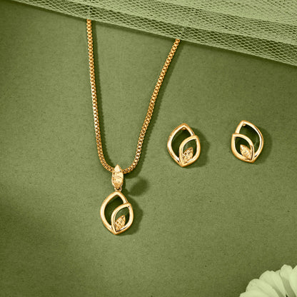 Golden Leaf Gold Pendant Set for Women
