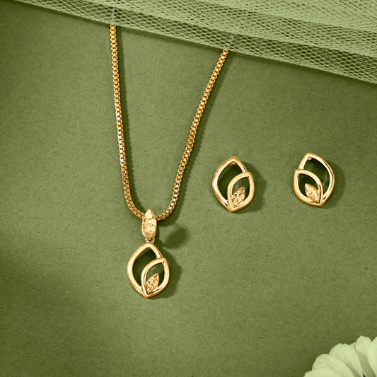 Golden Leaf Gold Pendant Set for Women