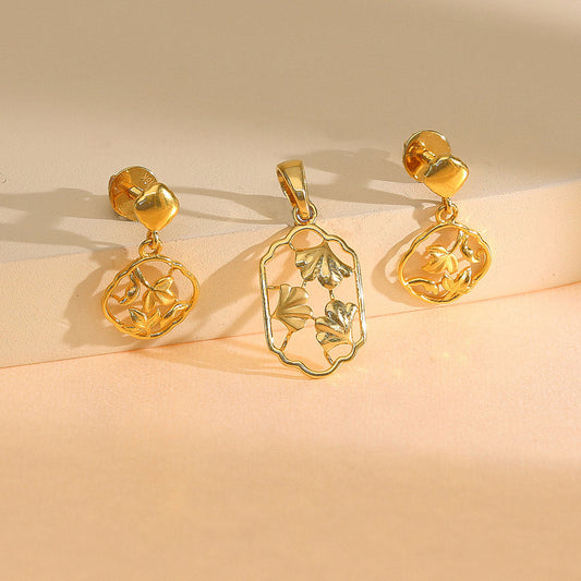 Bloom Mist Gold Pendant Set for Women