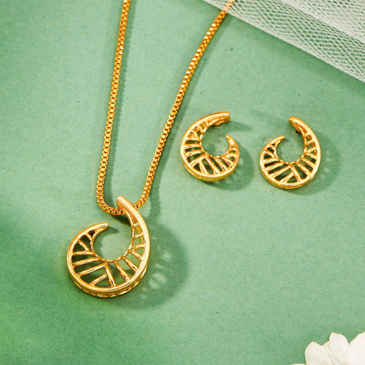 Sun Twist Gold Pendant Set for Women