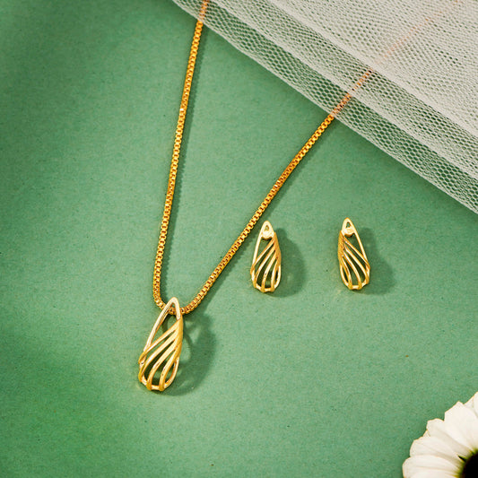 Light Cascade Gold Pendant Set for Women