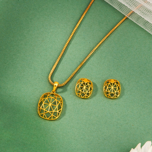 Sun Halo Gold Pendant Set for Women