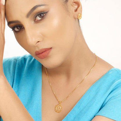 Sun Halo Gold Pendant Set for Women