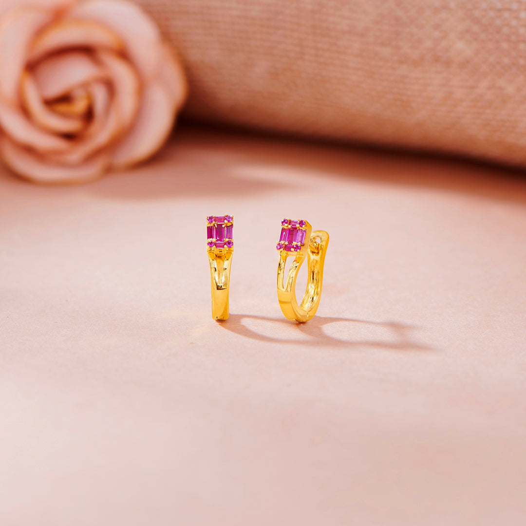 Rosé Flair Gold Hoops & Huggies Earrings for Women