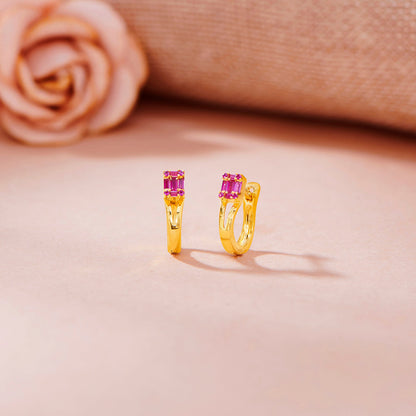 Rosé Flair Gold Hoops & Huggies Earrings for Women