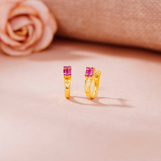 Rosé Flair Gold Hoops & Huggies Earrings for Women