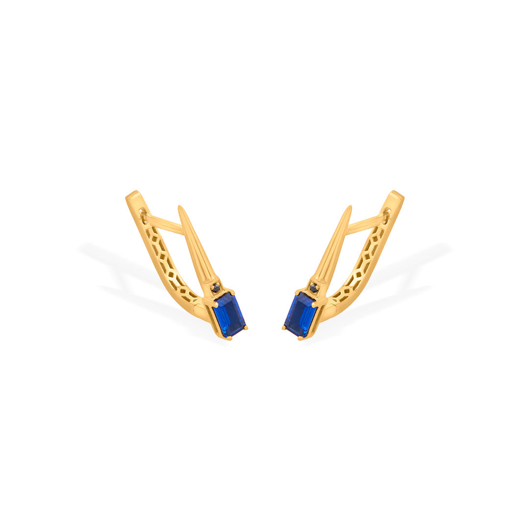 City Blue Gold Hoops & Huggies Earrings for Women