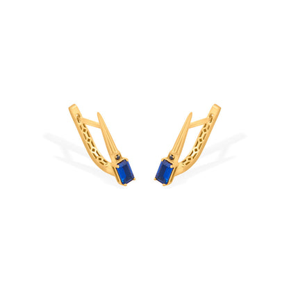 City Blue Gold Hoops & Huggies Earrings for Women