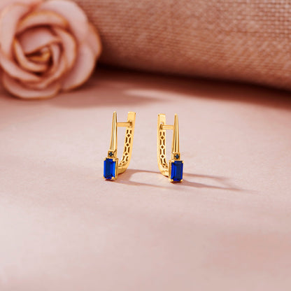 City Blue Gold Hoops & Huggies Earrings for Women