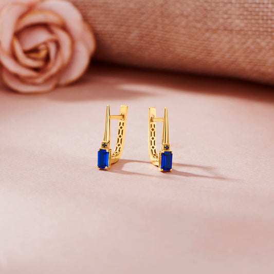City Blue Gold Hoops & Huggies Earrings for Women