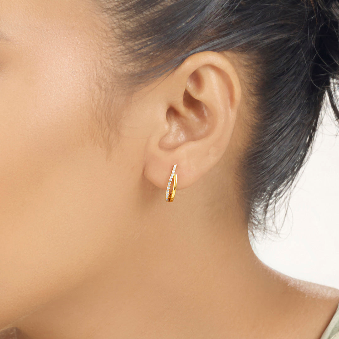 Spark Edge Gold Hoops & Huggies Earrings for Women