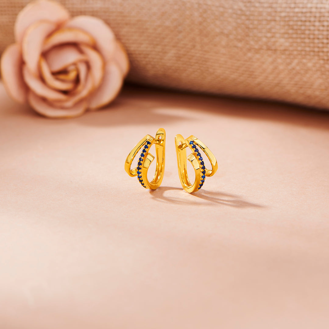 Night Spiral Gold Hoops & Huggies Earrings for Women
