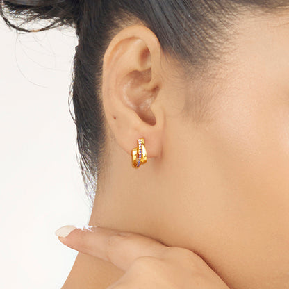 Night Spiral Gold Hoops & Huggies Earrings for Women