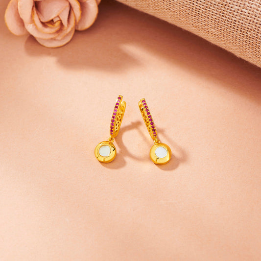 Aura Disc Gold Hoops & Huggies Earrings for Women