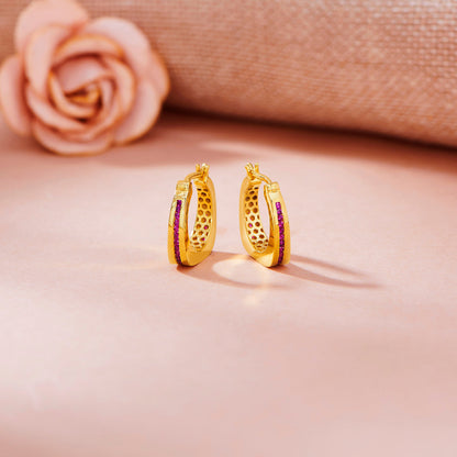 Coral Shine Gold Hoops & Huggies Earrings for Women