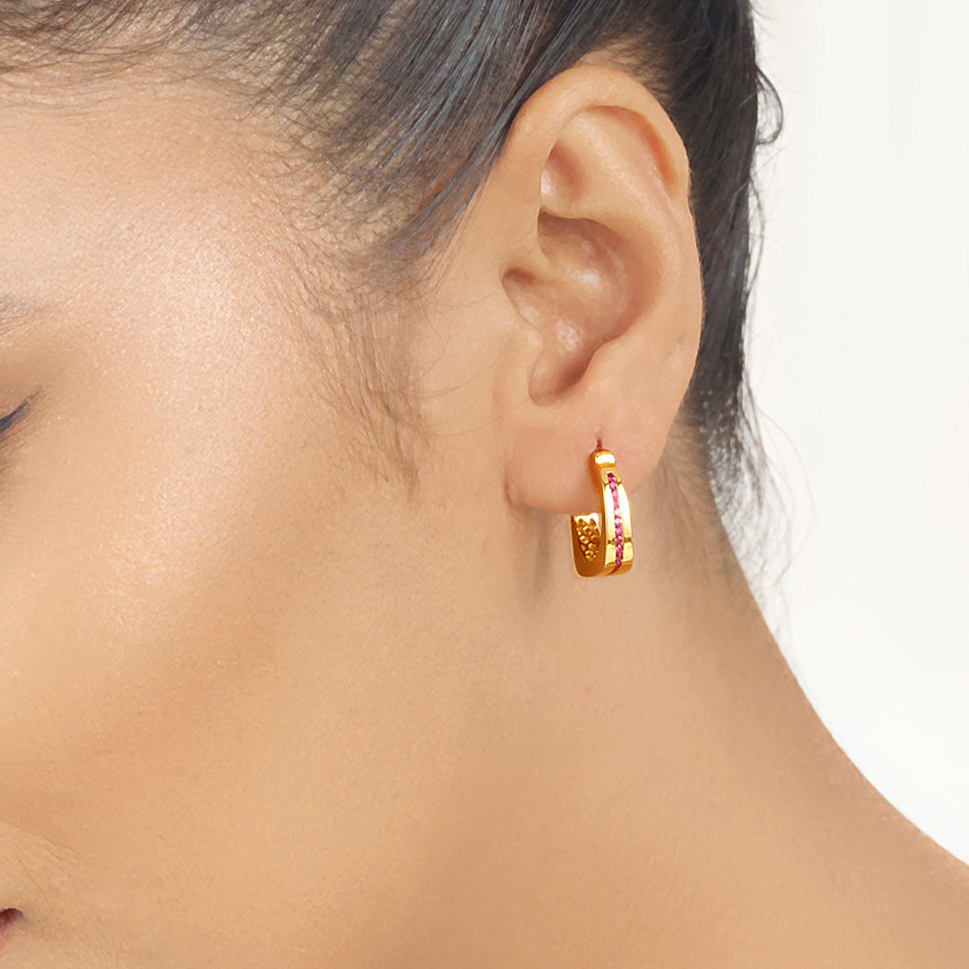 Coral Shine Gold Hoops & Huggies Earrings for Women