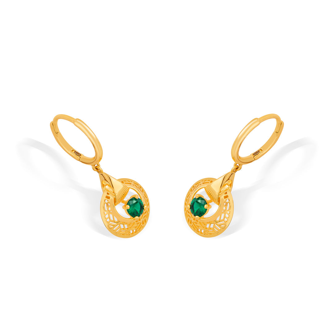 Emerald Rays Gold Hoops & Huggies Earrings for Women